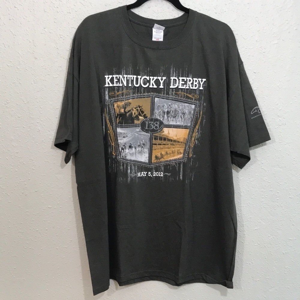 Kentucky Derby 138 Church Hill Downs NWT Gray 2012 Screen Print T-Shirt